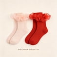 thumbnail image 6 of TELOLY 2Pairs Kids Socks,4-6 Years Old Ruffle Socks,Ruffle Socks For Girls,Lace Ruffle Socks, 6 of 7