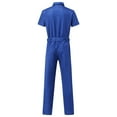 thumbnail image 4 of LISTHA Mens Casual Overalls,Short Sleeve Zip Up Coverall Basic Work Wear Casual Slim Fit Jumpsuit Construction Pants Blue XL, 4 of 5