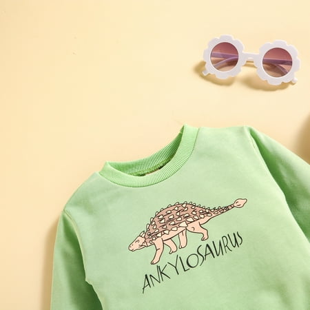 

Quealent Toddler Kids Girls Boys Cute Cartoon 3D Prints Loose Romper Tops Soft Loong Sleeve Tops Boys Summer Shirts Size 10 Green 12-18 Months
