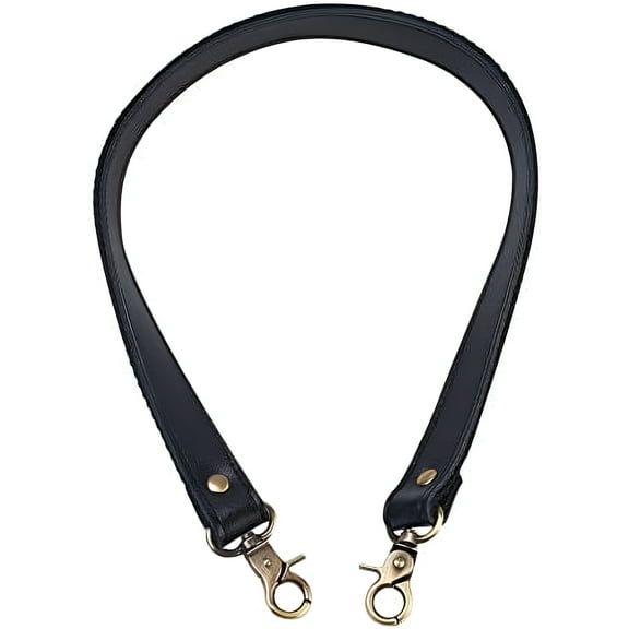 2PCS 22 8 inches Genuine Leather Purse Handles Bag Replacement Straps with Alloy Clasps Black
