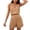 Khaki, variant on MuXiKeJi Clothes Womens 2 Piece Short Sets Crochet Knit Striped Summer Short Sleeve Shirts Beach Cover Up Travel Vacation Outfits