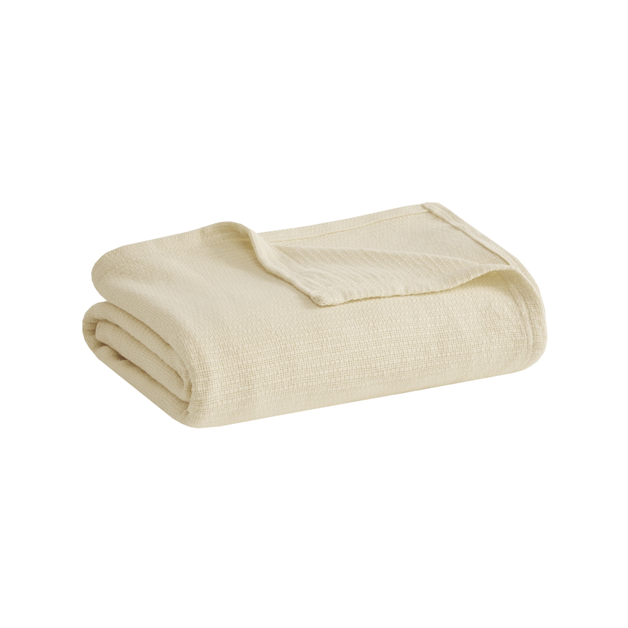 Home Essence Knit Freshspun Basketweave Cotton Blanket, 90x90, Full/Queen, Beige