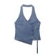 thumbnail image 1 of Tops de mezclilla azul con vendaje y espalda descubierta para mujer, blusas vintage con cuello halter y sin mangas, blusas elegantes para mujer, 1 of 5