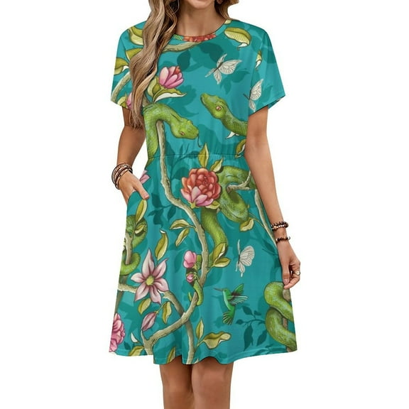 Morning Song - Turquoise Sundress Short Sleeve Dress Summer Women Clothes Dress for Women Dresses