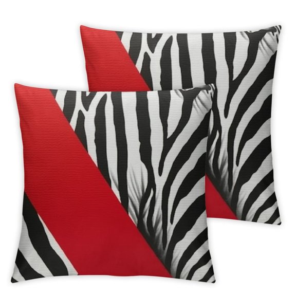 Black White Red Zebra Pattern Pillow Covers Tiger Fur Throw Pillow Covers for Audult Youth Abstract Stripe Animal Skin Cushion Cases,Geometric Modern Decorative Accent Pillow Cases,