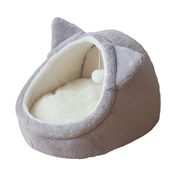 Cama para gatos, cueva, suministros para mascotas, nido para gatos semicerrado calmante para cachorros, gatitos y gatos Gris Medio Yuyangstore Camas para gatos