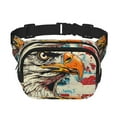 thumbnail image 1 of Bingfone Sacs Banane Rétro Aigle Américain pour Femmes Sacs de Taille à la Mode avec Sangle Réglable Imperméable Partout Sac Bandoulière pour Entraînement Course Voyage, 1 of 9