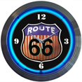 thumbnail image 1 of Neonetics Horloge Murale Ronde Néon Route 66 Voitures et Motos, 15 Pouces, 1 of 3