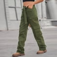 thumbnail image 5 of OSOLU Solid Color Women Vintage Cargo Pants Baggy Jeans Fashion 90s Streetwear Pockets Wide Leg High Waist Straight Trousers Overalls Fashionable Classic Leisure Bottoms, 5 of 9