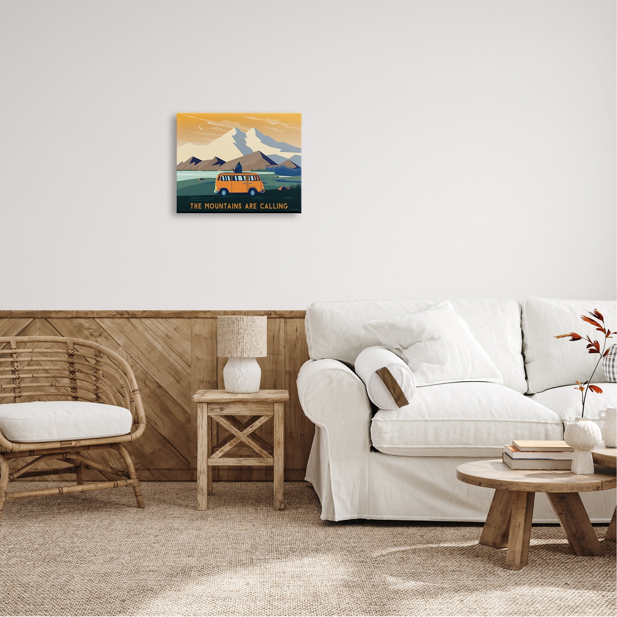 Stupell Industries Mountains Are Calling Bold Orange Van Travel Explore Quote Canvas Wall Art, 20 x 16, Design by Omar Escalante