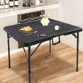 thumbnail image 2 of 34" Square Folding Card Table, Fold-in-Half Utility Dining Portable Table Heavy Duty HDPE Plastic Foldable with Carrying Handle Indoor Outdoor for Picnic, Camping, Party, Black, 2 of 6