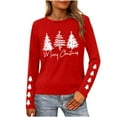 thumbnail image 2 of HOMBOM Red Shirts for Women Long Sleeve Casual Crewneck Christmas Snowman Fall Ladies T Shirts, 2 of 9