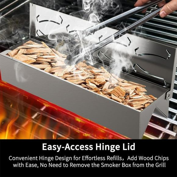 Wood Chip Smoker Box for Gas Grill | Durable Portable BBQ Smoke Box for Meats Vegetables | Adds Smoky Flavor | Easy to Use Kitchen Grilling Accessory | Compact Size for Home Outdoor Cooking