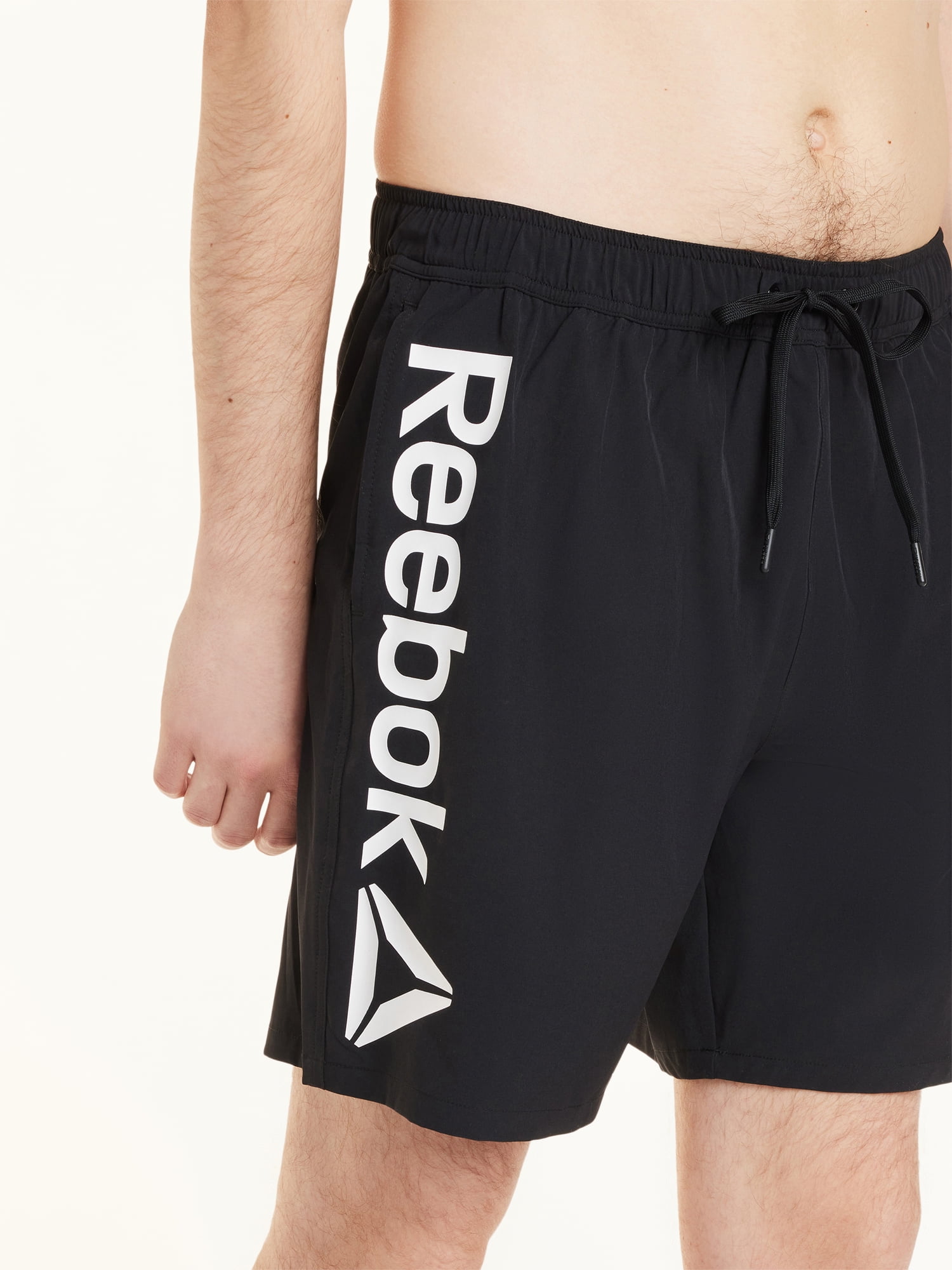 Reebok Men's & Big Men's Solid Logo Swim Trunks with Compression Liner and UPF 50+, 7" Inseam, Sizes S-2XL