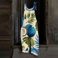 thumbnail image 2 of JULMCOMO Cotton Linen Plus Size Jumpsuits for Women Spaghetti Strap Hawaiian Floral Print Summer Outfits Sleeveless Casual Rompers Blue S, 2 of 6