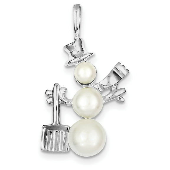 Sterling Silver Cultured Pearl Snowman Pendant