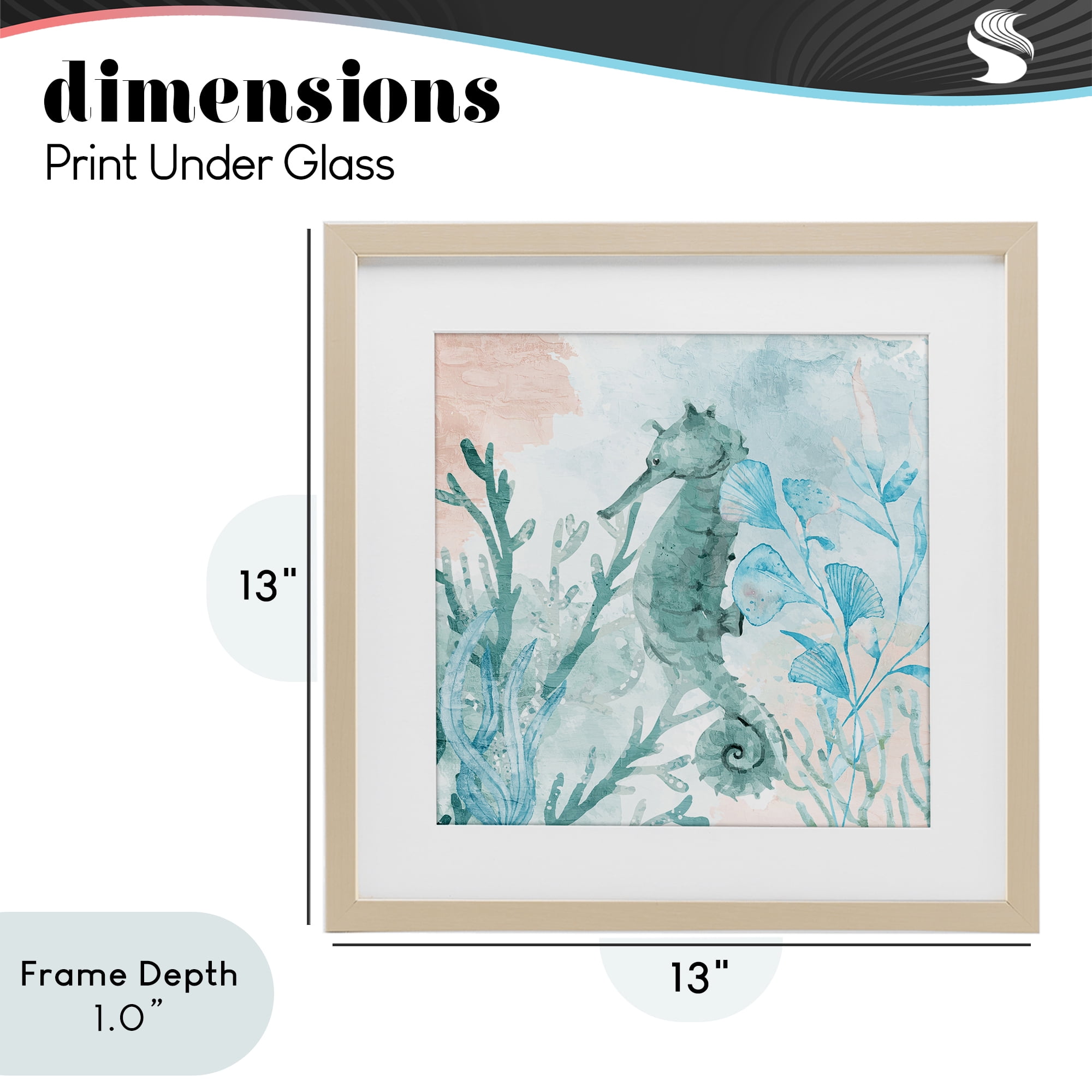 Stupell Industries Seahorse Sea Swim Birch Framed Print Under Glass, design by Kim Allen