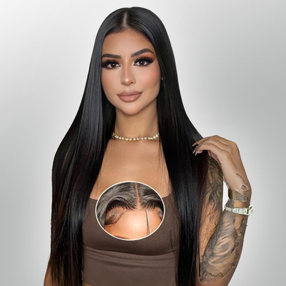 Glueless Wigs Human Hair Pre Plucked Pre Cut 6x4 Straight Lace Front Wigs Human Hair 30 Inch Hd Lace Front Closure Wigs for Women 180% Density Wear and Go Glueless Wig R