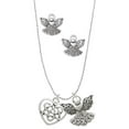 thumbnail image 1 of Delight Jewelry Silvertone Celtic Knot Heart Silver tone Guardian Angel Charm Necklace and Stud Earrings, 1 of 4