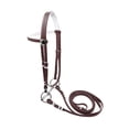thumbnail image 3 of Brida de caballo con rienda de acero inoxidable, bocado de anilla ajustable y cómodo, cabezada de cuerda para entrenamiento de caballos y lecciones. marrón 125 cm, 3 of 8