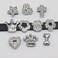 thumbnail image 2 of EOEMY 10 Assorted Silver Alloy Rhinestone Crown Heart Slide Charms Fit 8mm Wristbands, 2 of 6