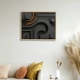 thumbnail image 4 of Nawypu  Framed Canvas Print Wall Art Black Gray 3D Tribal Geometric Pattern Abstract Shapes Illustrations Modern Art Minimal Chic Relax/Calm for Living Room, Bedroom, Office, 4 of 4