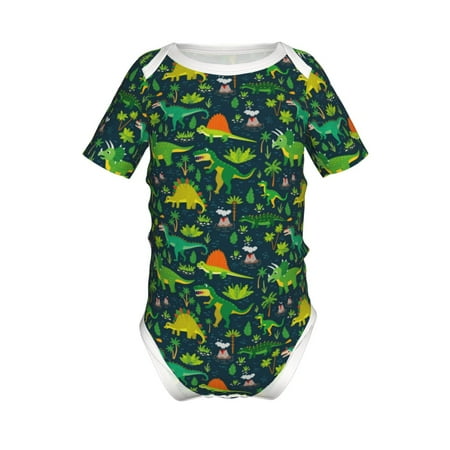 

Yiaed Dinosaurs and Tropical Leaves and Flowers Print Infant Climbing Short Sleeve Onesie One-Piece Baby Bodysuit Clothes 0-12 Months -12 Months