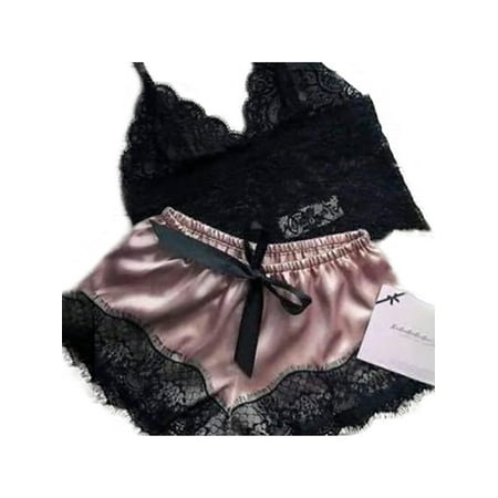 

YCCOTO Womens Lace Lingerie Sleepwear Babydoll Pajama Pajamas Set Nightdress Nightwear Suits