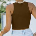 thumbnail image 3 of Sexy Casual mujer sin mangas sólido cuello redondo Tops señoras blusa Crop chaleco Pompotops lopia991226, 3 of 6