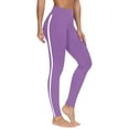 thumbnail image 2 of CQONEPT Womens Yoga Pants Side Striped High Waist Lounge Leggings Loungewear Tummy Control Skinny Sports Running Pant Purple S, 2 of 5