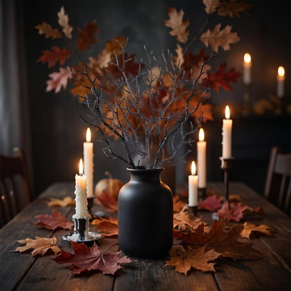 Halloween Artificial Branches, 10Pcs Black Bare Twigs Vase Fillers for Spooky Home Decor, Plastic Decorative Stems for Mantel Table Centerpiece, Creepy Indoor Outdoor Halloween Accents
