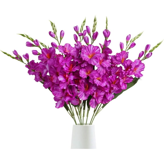 Gladiolus Artificial Flowers 3.3in Gladiolus Flowers Silk Gladiolus Flowers with Stems Artificial Gladiolus Flowers Faux Gladiolus for Home Wedding Office Decoration(Fuchsia)