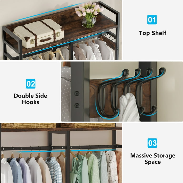 Tribesigns Clothes Rack Closet Organizer: 76.8 Inches Tall Coat