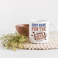thumbnail image 2 of Just Here for the Beer with Football Ball Art Merch Gift, White 11oz Ceramic Mug, 2 of 5