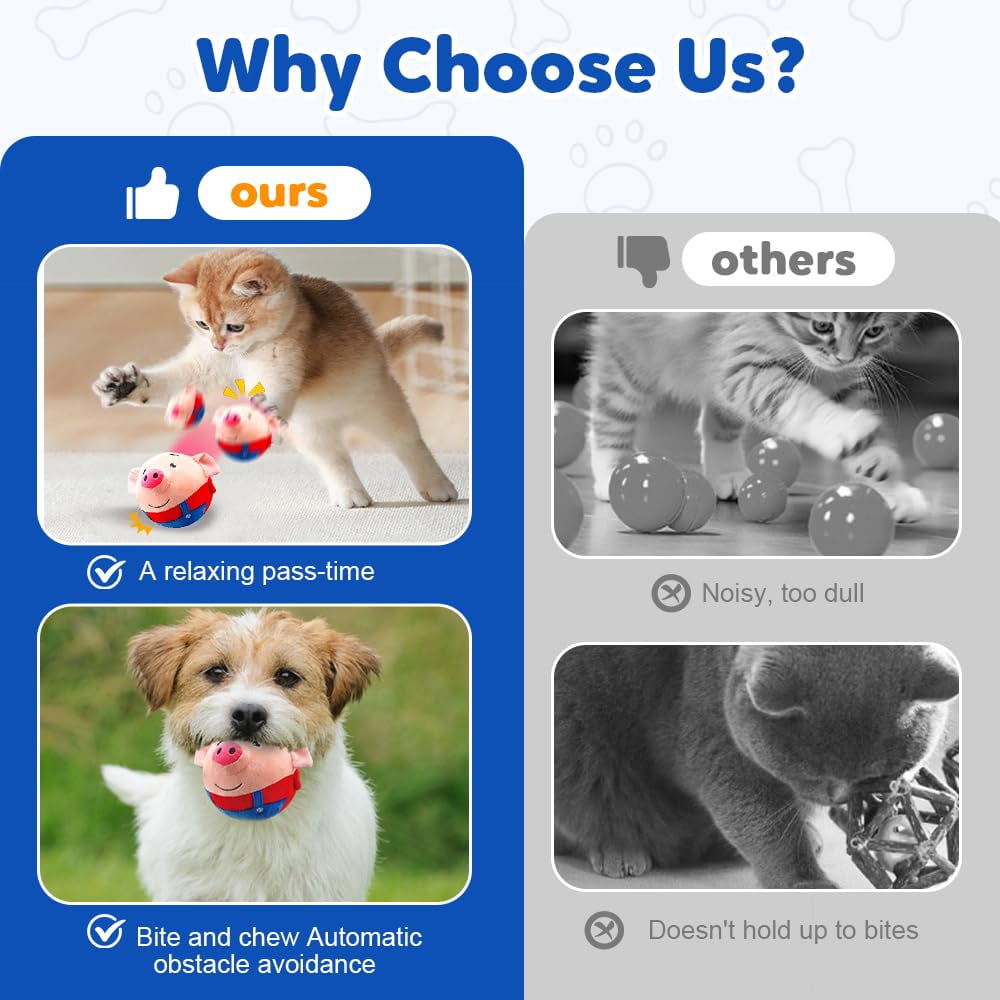 2026 Upgraded Interactive Dog Toys, Active Moving Pet Plush Toy, Rechargeable Squeaky Dog Ball Toy with Recording Sound, Washable Cartoon Pig Plush Toy for Dogs Puppies