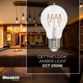 thumbnail image 4 of Bulbrite 862866 2100K 350 Lumen 4.5 watt LED Curved Filament Dimmable A19 Light Bulbs with Clear & Medium E26 Base, Warm Amber - Pack of 4, 4 of 5