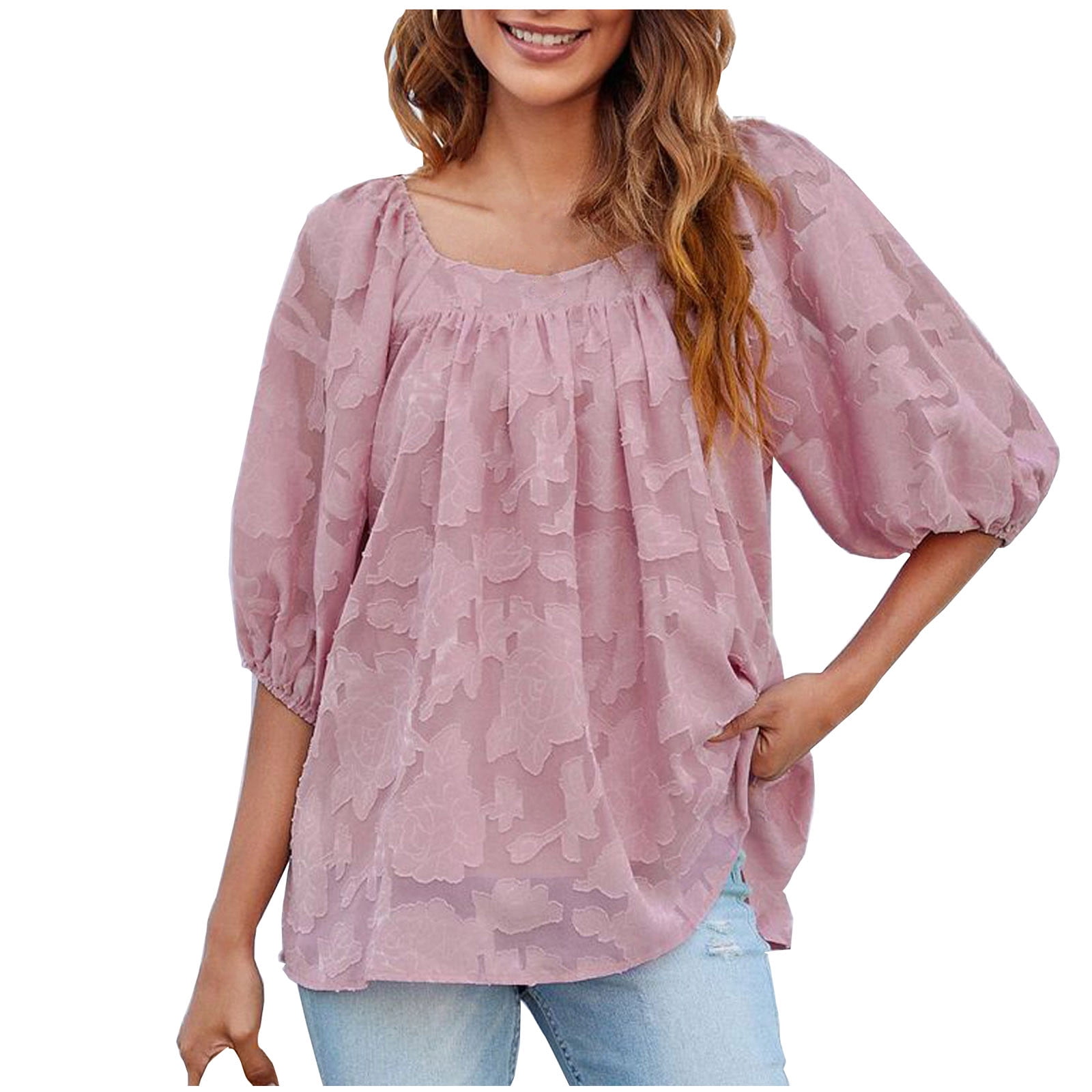 Oversized Shirts for Women Sexy Square Neck Blouses Cute Puff Short ...