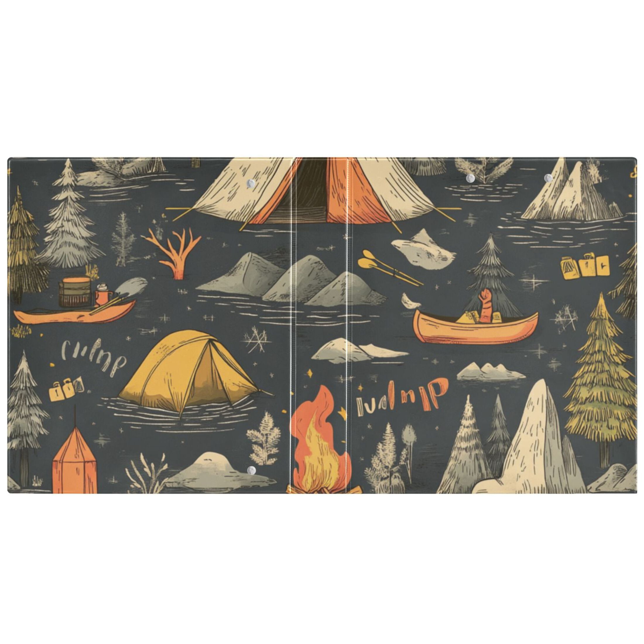 Camps Trees 3 Ring Binders 1.5 inch Hardcover File Folders with Interior Pockets A4 Size Organizer for School Office Hospital Set of 2