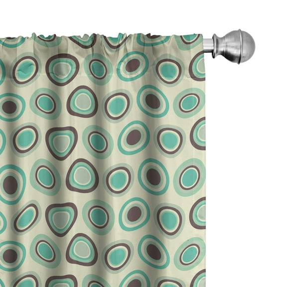 Ambesonne Retro Curtains, Polka Dot Pastel Pattern, Pair of 28"x84", Dark Taupe Mint Green