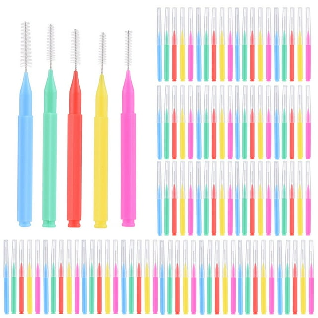 100 Pieces Interdental Brushes Floss Toothpick Orthodontic Braces Brush Tooth Cleaning Tool Oral Care