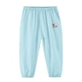 thumbnail image 5 of CUZIBR Girls Toddler Summer Pants Elastic Ankle Jogger Pants With Cute Patch Side Pockets Solid Color Loose Lightweight Outdoor Play Beach Trousers For Kids,Blue,3-4 Years, 5 of 7