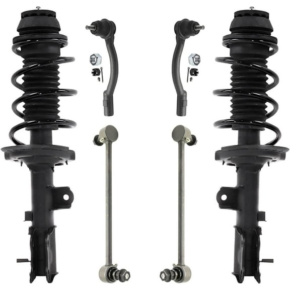 Detroit Axle - Front Struts w/Coil Spring   Outer Tie Rods Sway Bar Links Kit Replacement for 2012-2017 Hyundai Accent Kia Rio - 6pc Set