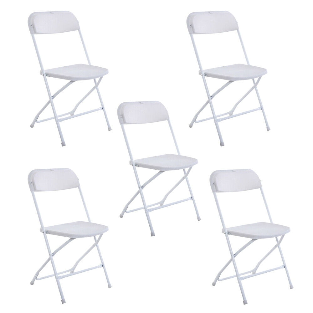 white set of 5 commercial plastic folding chairs wedding party event chair   walmart