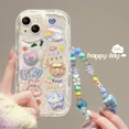 thumbnail image 2 of Funda transparente suave con cordón para teléfono con diseño de oso 3D coreano para iPhone 16, 15, 14 Pro Max, 11, 13, 12 Mini, XR, 8, 7 Plus, X, XS, SE, 2 of 5