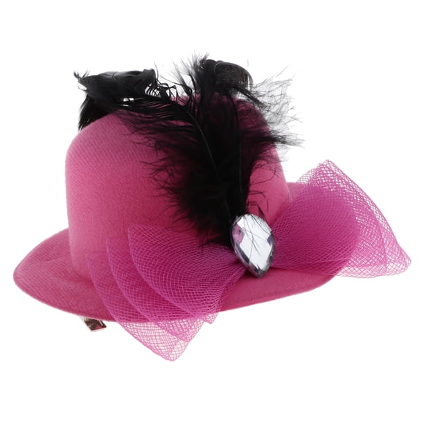 Niñas Sombreros Fascinators Baby Hat Pinzas para el cabello Estilo Estilo 3-rosa Zulema Sombrero del clip de pelo de los niños
