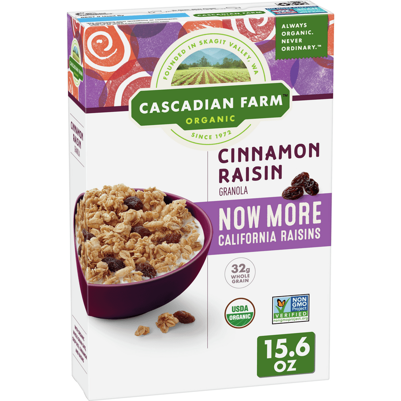 Cascadian Farm Organic Granola, Cinnamon Raisin Cereal, 15.6 oz