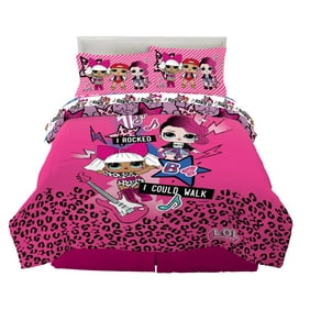 LOL Surprise Kids Full Bed in a Bag, Comforter and Sheets, Pink