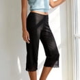 thumbnail image 5 of Costeam Womens Lace Trim Capri Pants Solid Color Straight Leg Elastic High Waist Casual Relaxed Fit Soft Breathable Cropped Trousers, 5 of 6