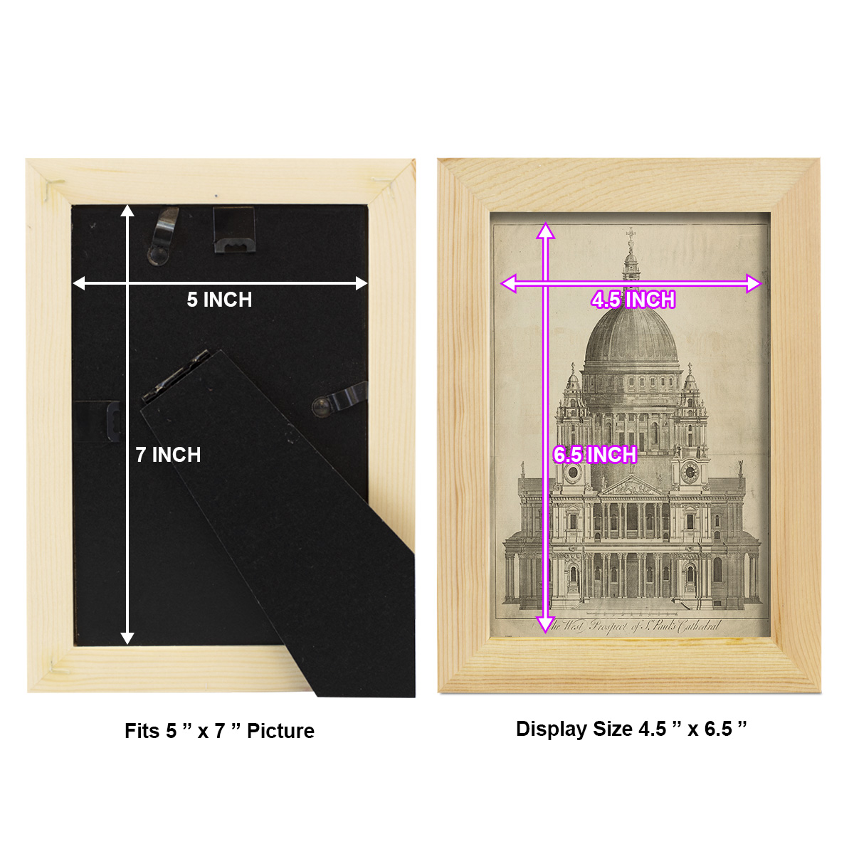 St. Paul's Cathedral -Framed Print w/glass-Natural Wood