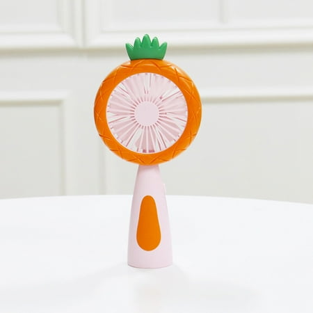

TINYSOME Cartoon Pineapple Fruit Handheld USB Rechargeable Mini Fan with LED Night Light 2 Speed Adjustable Portable Desktop Air Cooler for Car Office Home